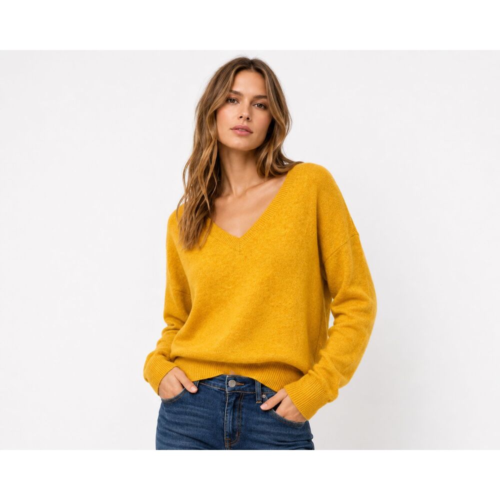 Lucky Brand Mustard Yellow Sweater Cozy Slouchy Western Fisherman Coastal XL